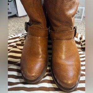 Frye Women's Tan Leather Combat Boots